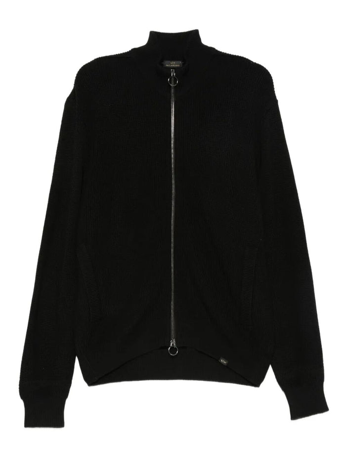 Paul & Shark Ribbed Zip-Up High-Neck Cardigan