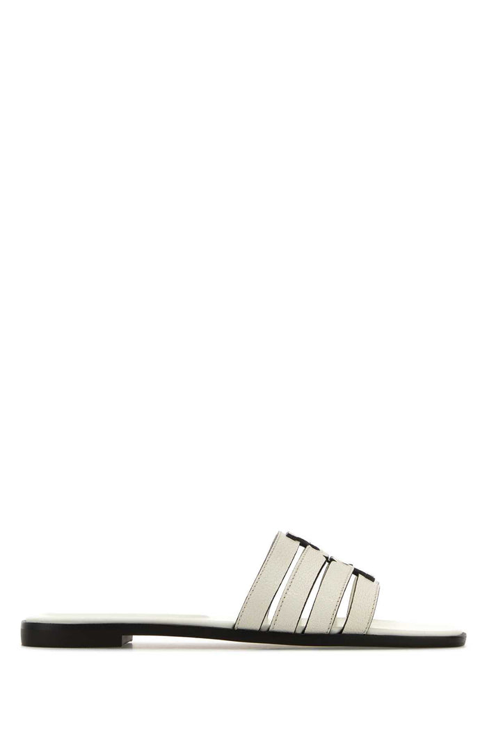 Tory Burch Ivory Leather Ines Slippers