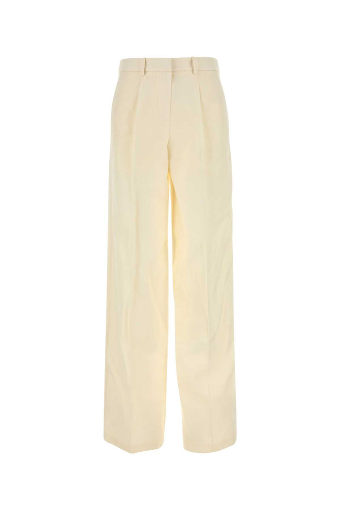 Magda Butrym Cream Wool Blend Wide-Leg Pant