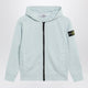 Stone Island Light Blue Cotton Zip-Up Sweatshirt