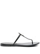 Tory Burch Black Leather Mini Miller Thong Slippers