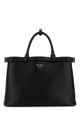 Prada Black Leather Medium Prada Buckle Handbag