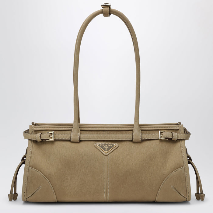 Prada Bonnie Medium Handbag In Beige Nubuck Leather
