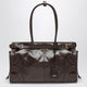 Prada Bonnie Large Leather Handbag In Dark Brown