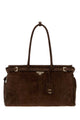 Prada Brown Suede Large Prada Bonnie Shopping Bag