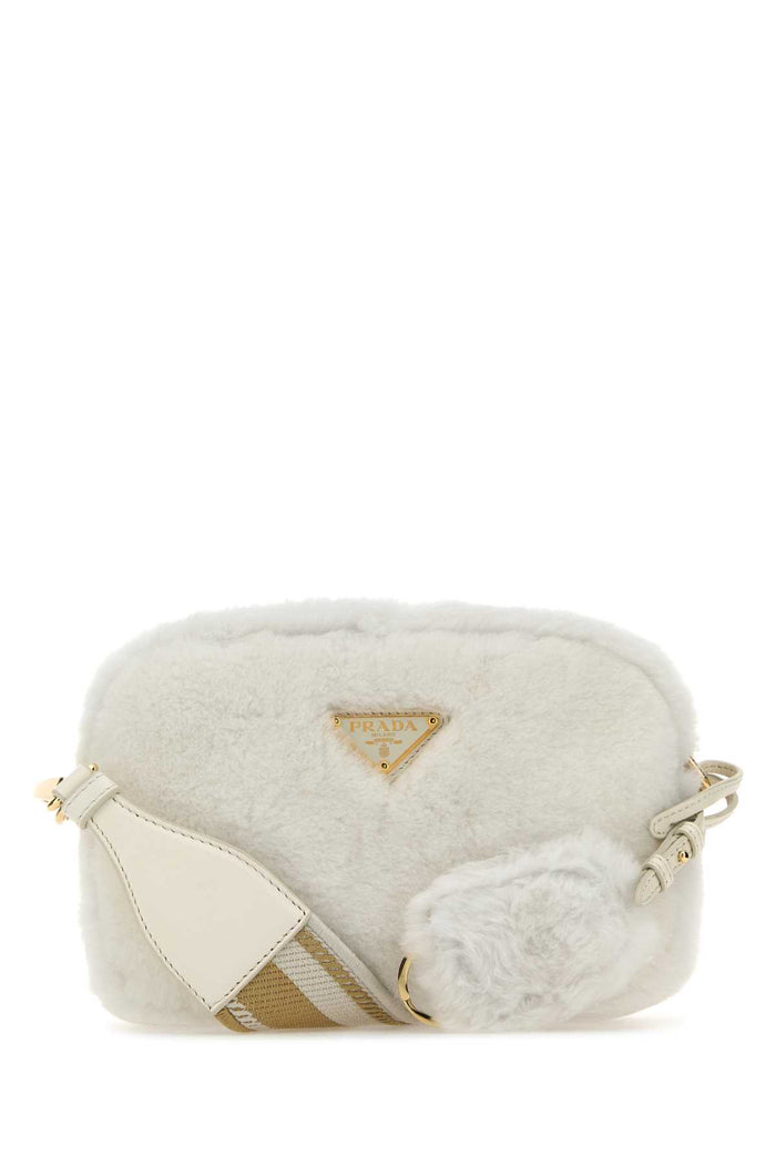 Prada White Shearling Crossbody Bag