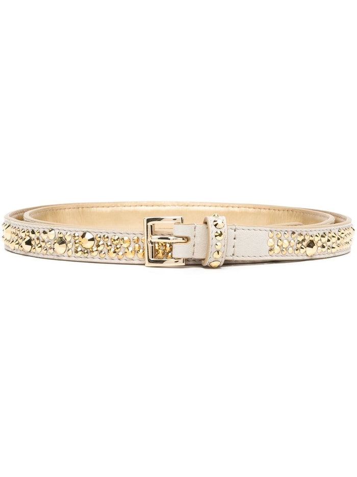 Prada Crystal Leather Buckle Belt