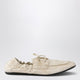 Prada Shuffle Boat Loafers In Antique-Effect Leather, Talc Color