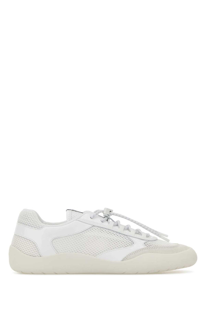 Prada White Leather And Mesh Speedrock Sneakers