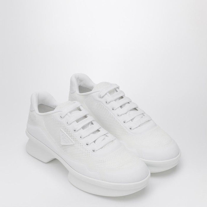 Prada White Fabric And Mesh Low-Top Sneaker