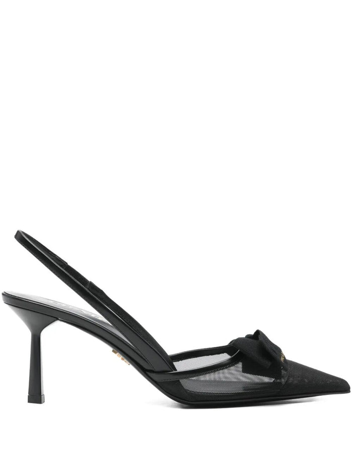 Prada Bow Detail Mesh Slingback Pumps