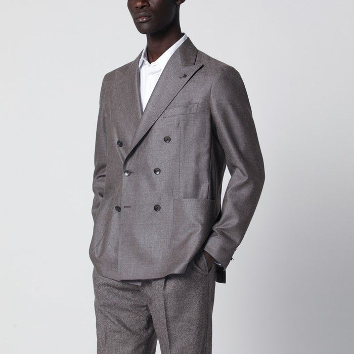 Tagliatore Grey Silk And Wool Doublebreasted Jacket