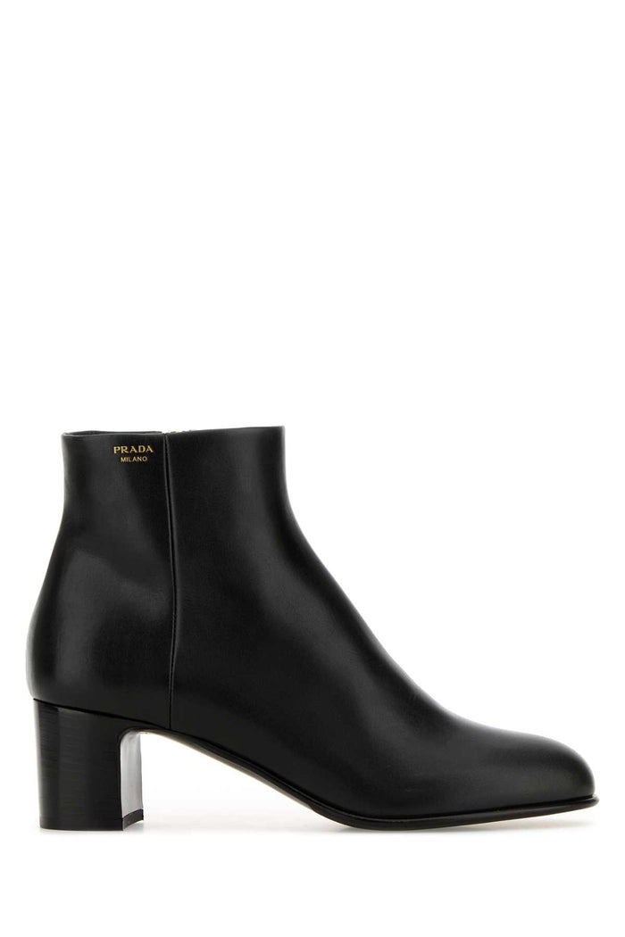 Prada Black Leather Ankle Boots