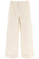 Etro Melange Ivory Stretch Cotton Wide-Leg Pant