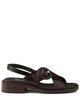 Prada Brushed Leather Crisscross Band Sandals With Plexiglas Buckle