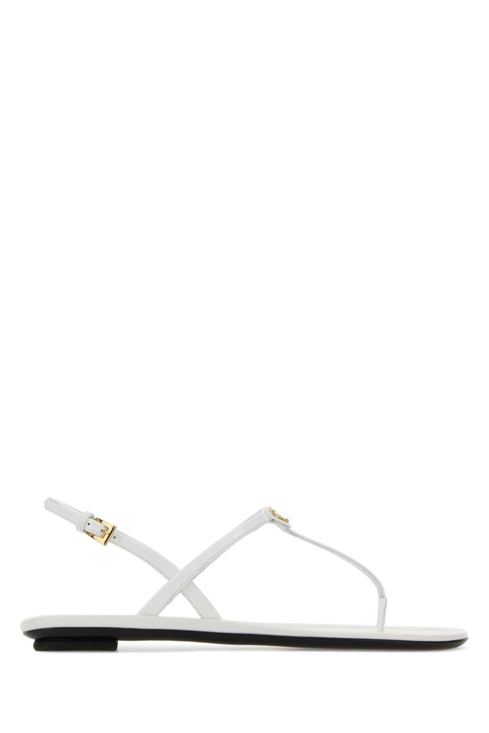 Prada White Leather Thong Sandals