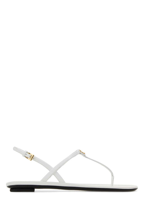 Prada White Leather Thong Sandals