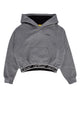 Off White Kids Bookish Logo Band Hoodie Crop Silver B