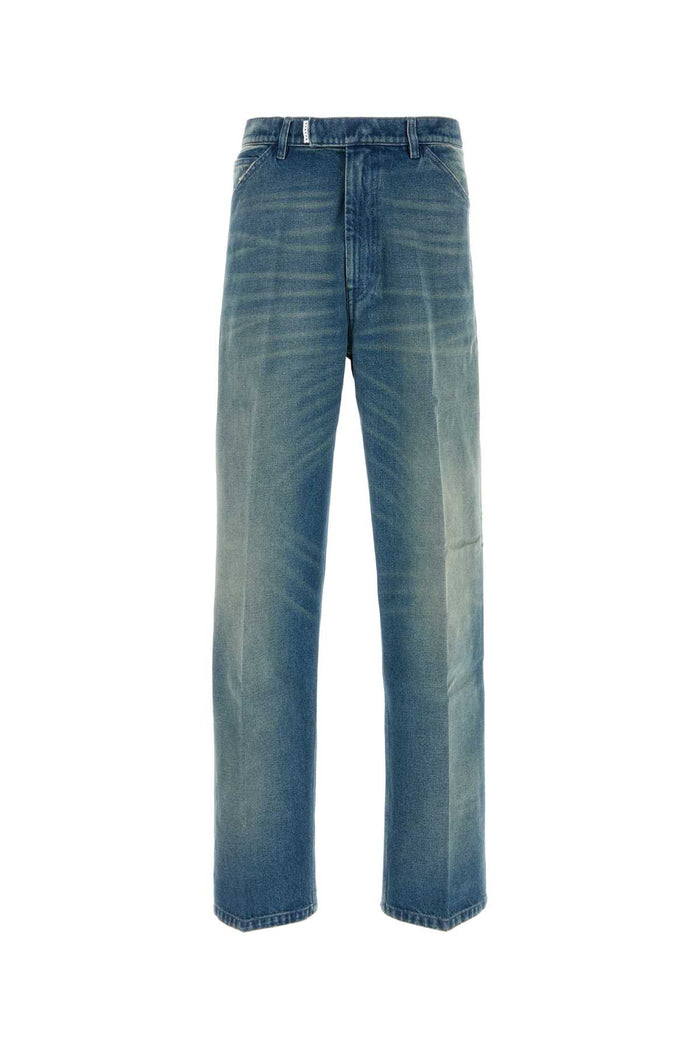 Random Identities Men Washed Denim Pants Woven