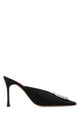 Amina Muaddi Camelia Mule 90 Satin Black White