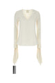 Givenchy Deep V-Neck Bow Cuffs Blouse