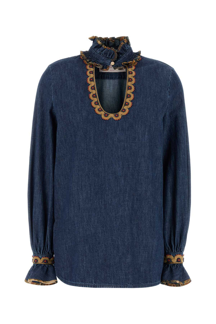 Valentino Garavani Camicia In Denim + Ricamo