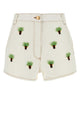 Farm Rio Embroidered Coconut Off-White Tree Shorts