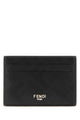 Fendi Portacarte Piatto Ff All Over Nero Su Nero