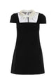 Self Portrait Black Crepe Bow Collar Mini Dress