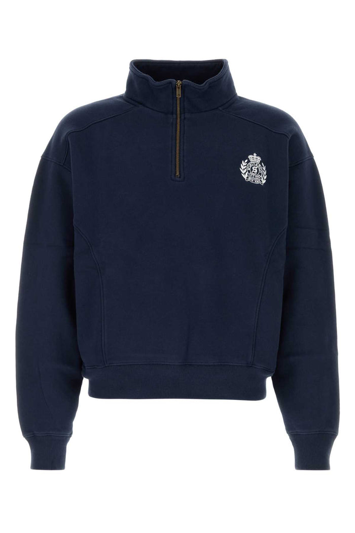 Sporty & Rich Ny Crest Embroidered Quarter Zip