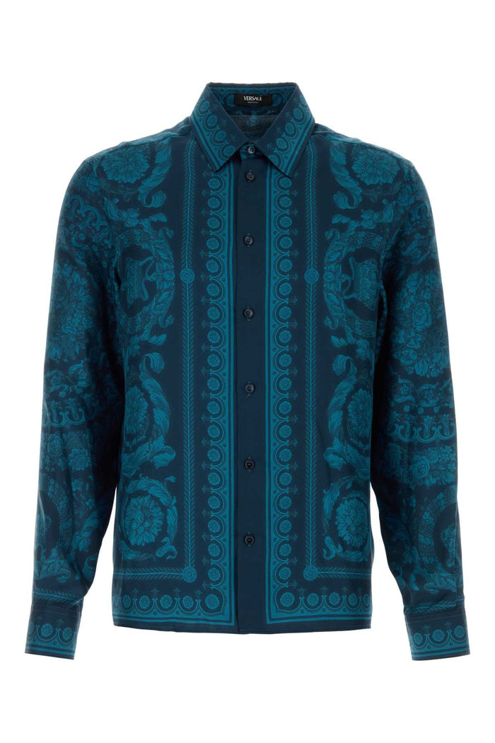 Versace Informal Shirt Silk Twill Fabric Barocco 92 Print