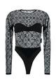 Marine Serre Moonogram Mesh Flock Ls Bodysuit Top