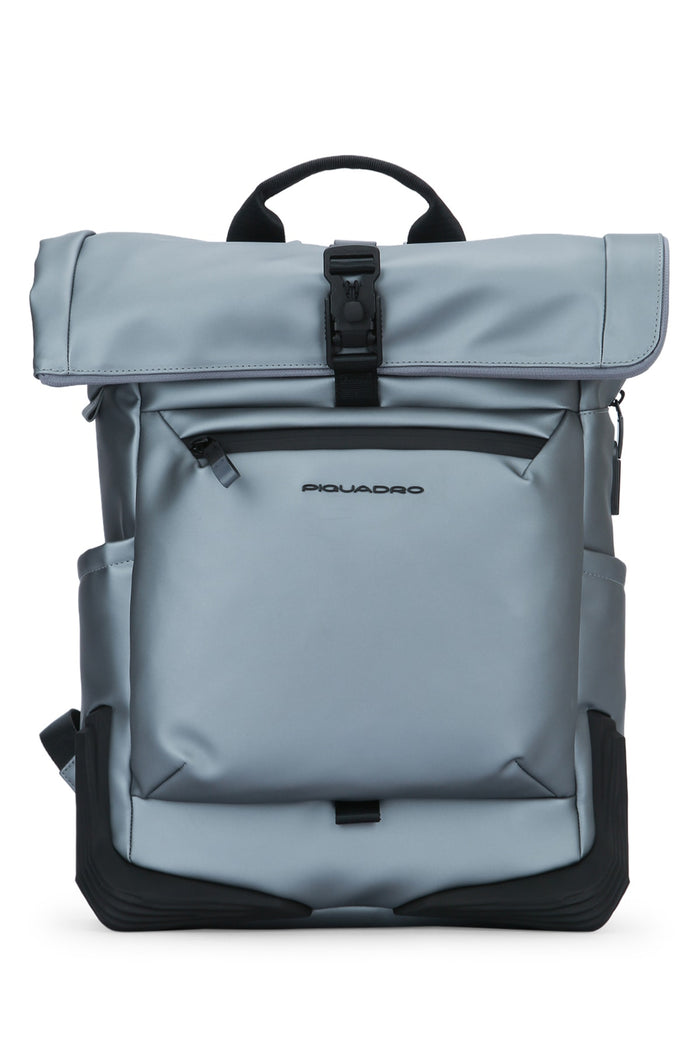 Piquadro Zaino Roll-Top In Tessuto_fingerprint E Schienale