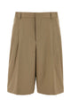 Ami Low Waist Wide Bermuda Shorts With Two Pleats