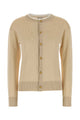 Bottega Veneta Cardigan Bordo Bianco E Bottoni Metallo Oro