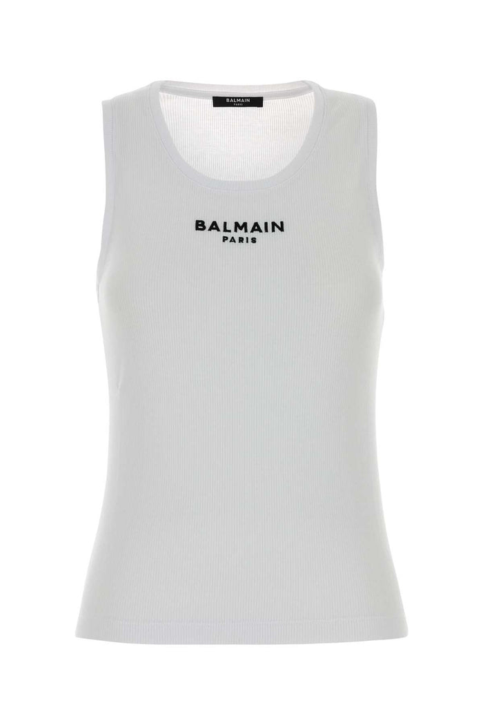 Balmain Balmain Paris Emb Jersey Tank Top