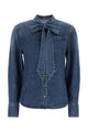 Self Portrait Denim Tie Neck Shirt