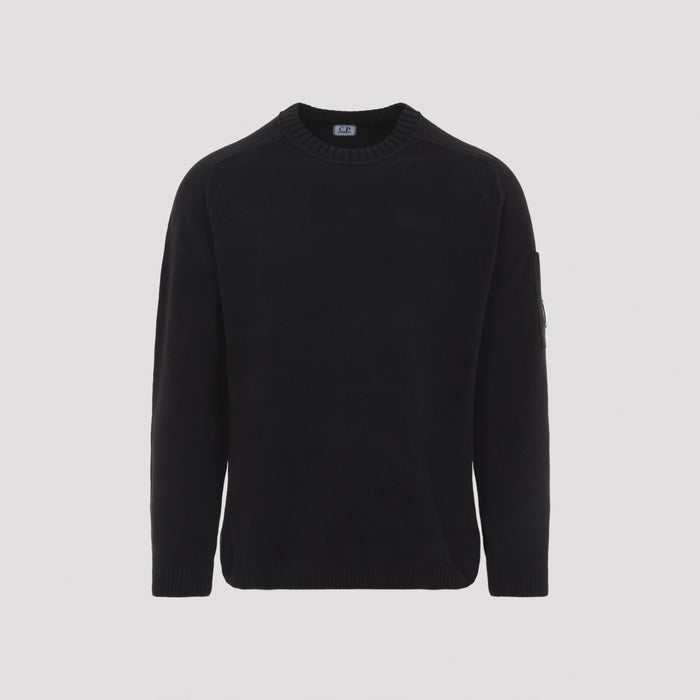 C.p.company Black Crewneck Lens Cotton Pullover