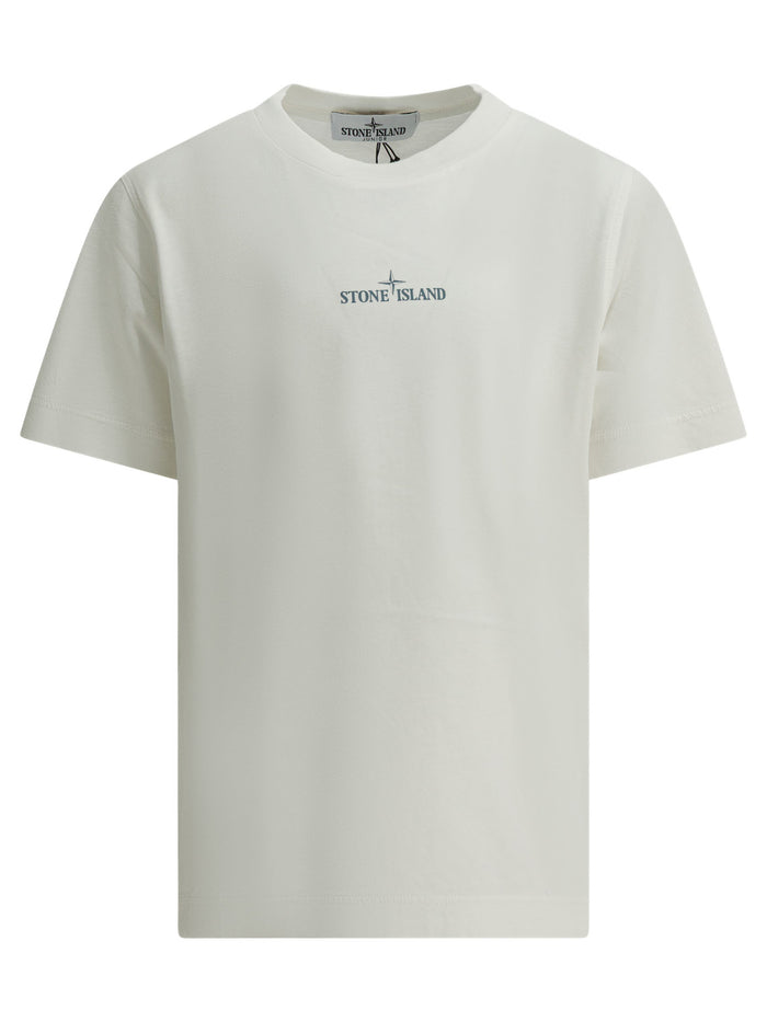 Stone Island Kids White Cotton T-Shirt