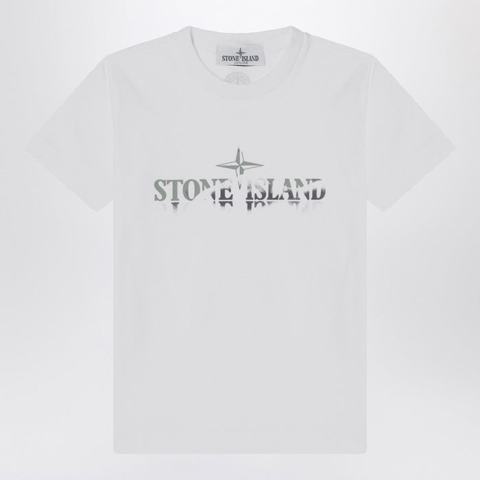 Stone Island White T-Shirt With Logo Print