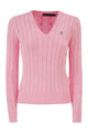 Polo Ralph Lauren Cotton Cable Knit Jumper With V-Neck