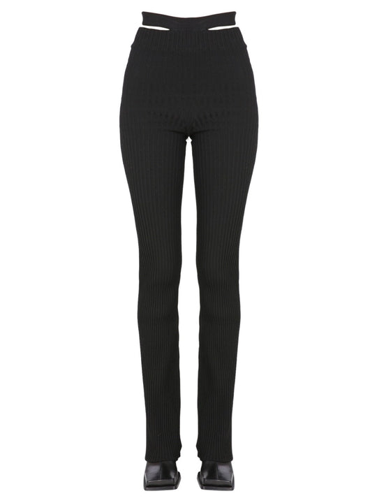 Andreadamo Ribbed Trousers With Cut Out Belt