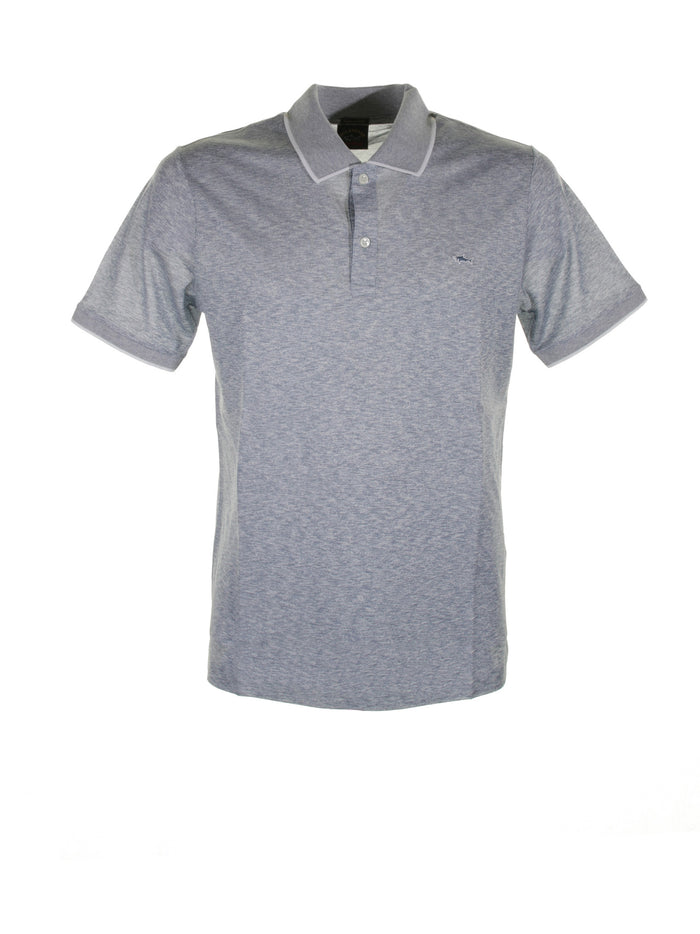Paul & Shark Blue Short-Sleeved Polo Shirt In Cotton