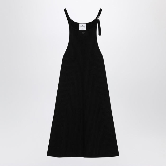 Courrèges Black Ribbed Mini Dress
