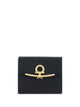 Ferragamo Hammered Leather Gold Gancini Compact Wallet
