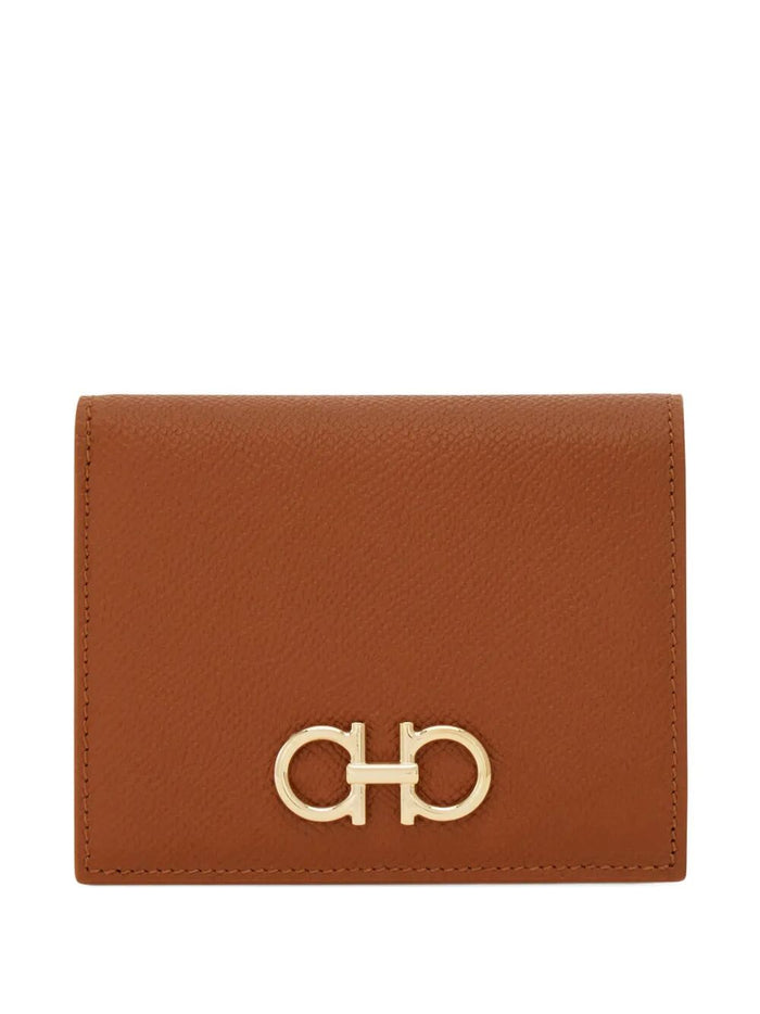 Ferragamo Gancini Hammered Leather Compact Wallet