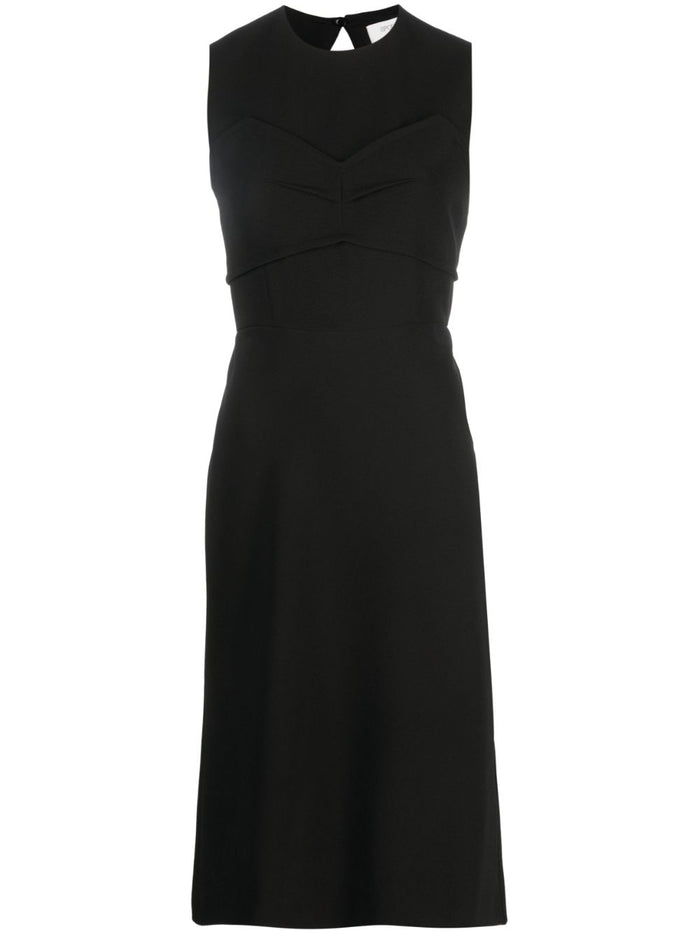 Max Mara Sportmax Black Polyester Stretch Fabric Midi Dress