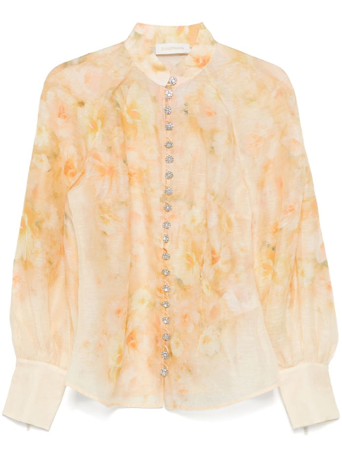 Zimmermann Crush Printed Linen Shirt