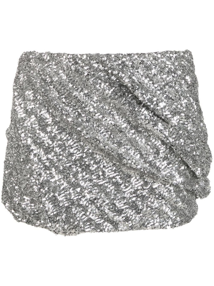 The Attico Stretch Machine Sequins Mini Skirt