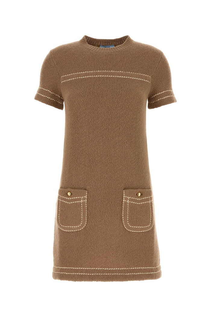 Prada Biscuit Cashmere Mini Dress